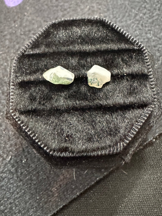 Handmade Moss Agate Stud Earrings