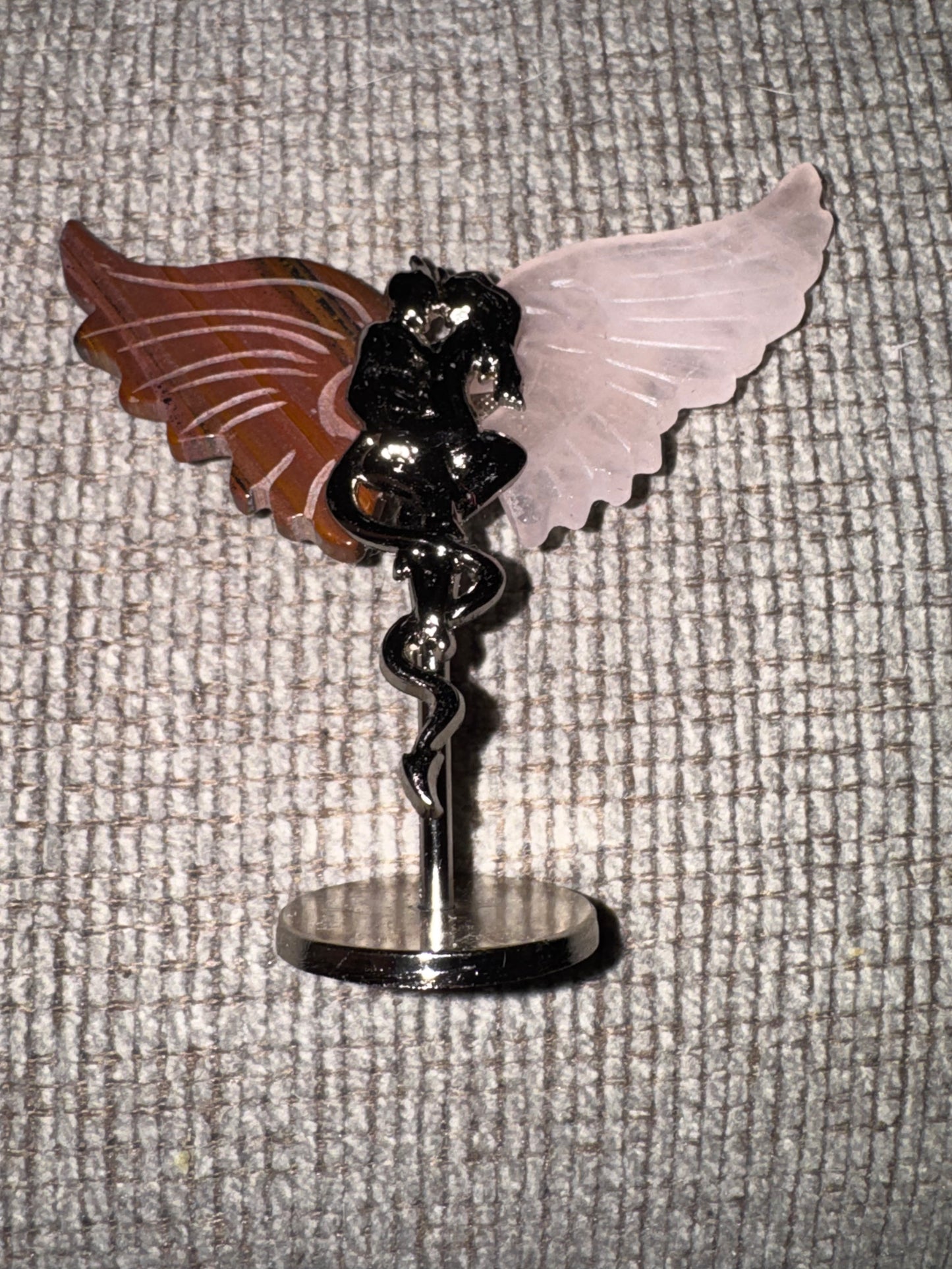 Mahogany Obsidian and Rose Quartz Forbidden love wings . f