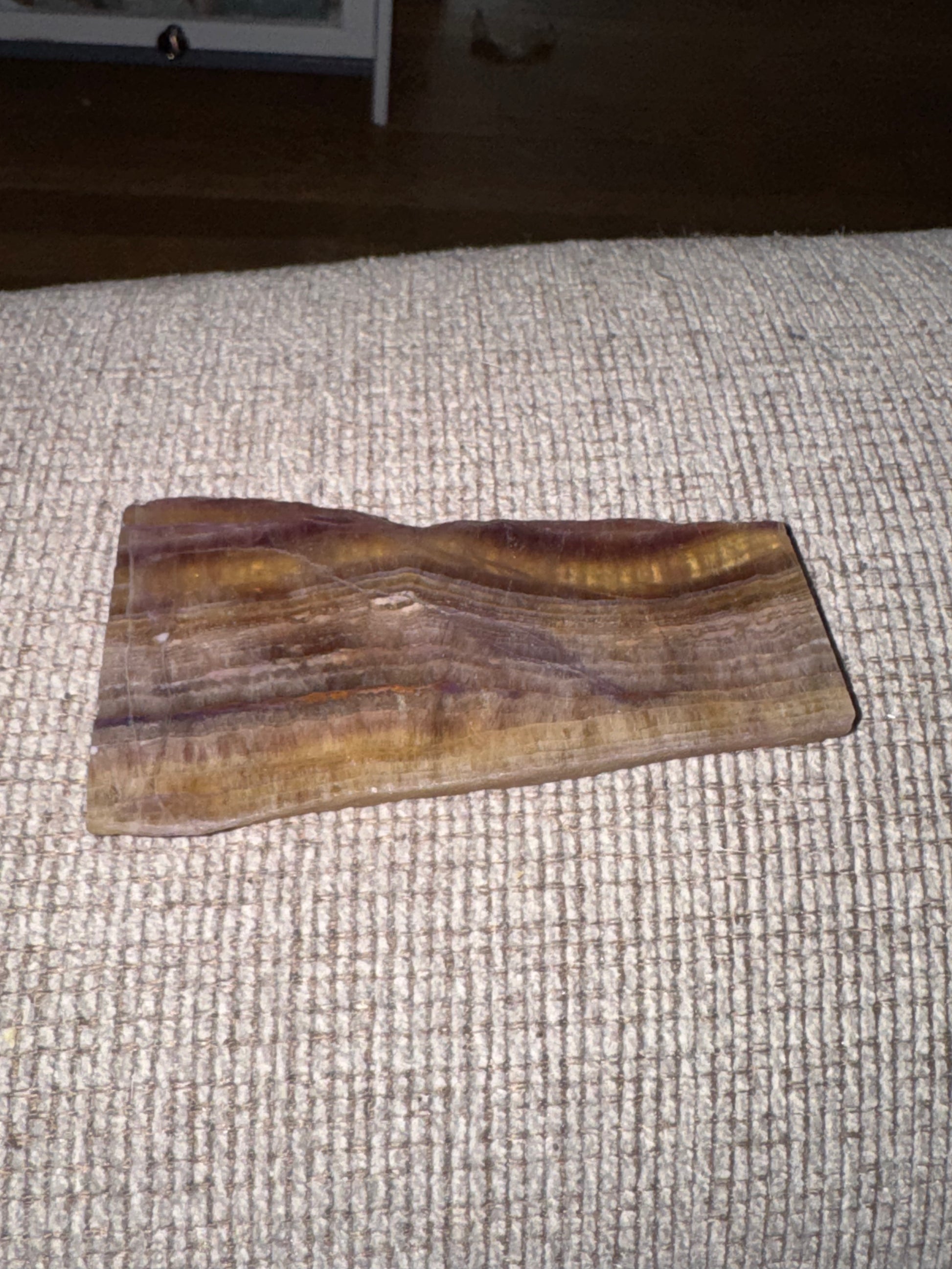 Fluorite Slab on a textured surface
