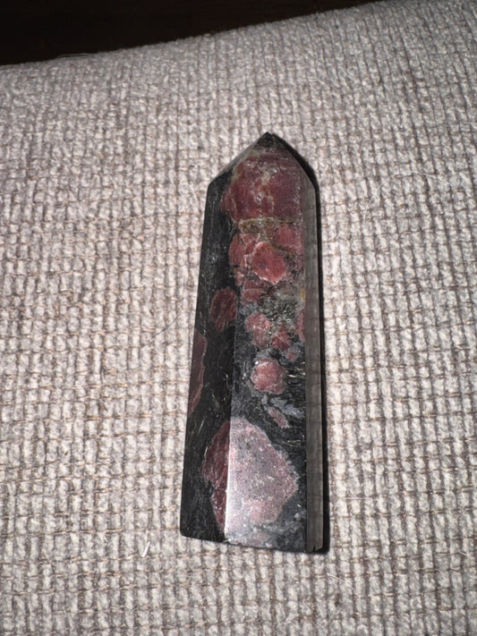 Garnet in Astrophyllite Tower – 3.5 Inch