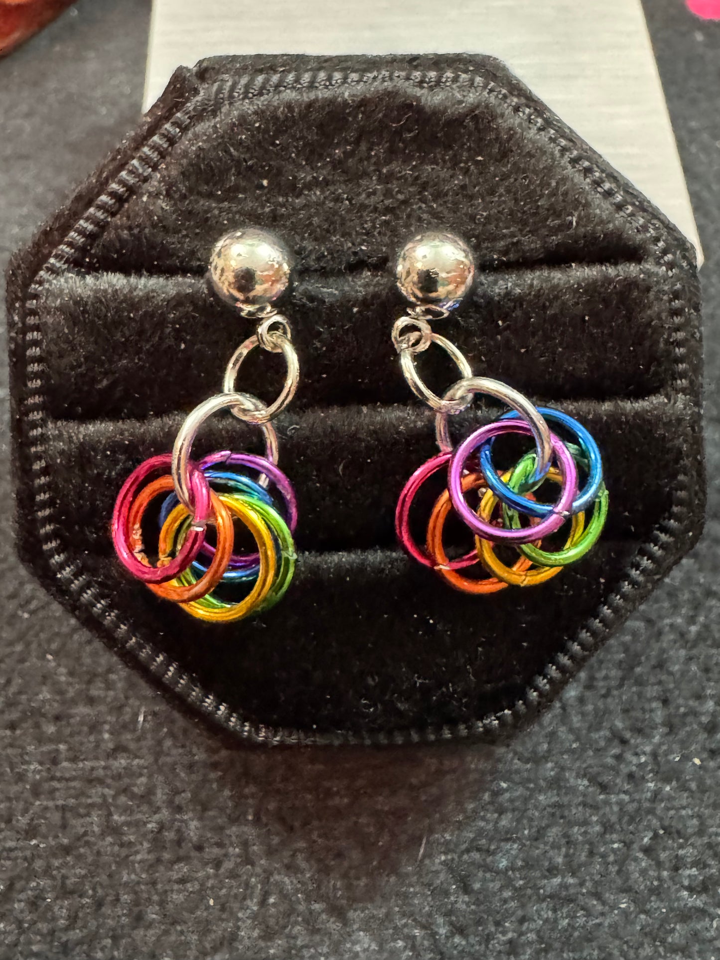Handmade Rainbow Chainmaille Earrings