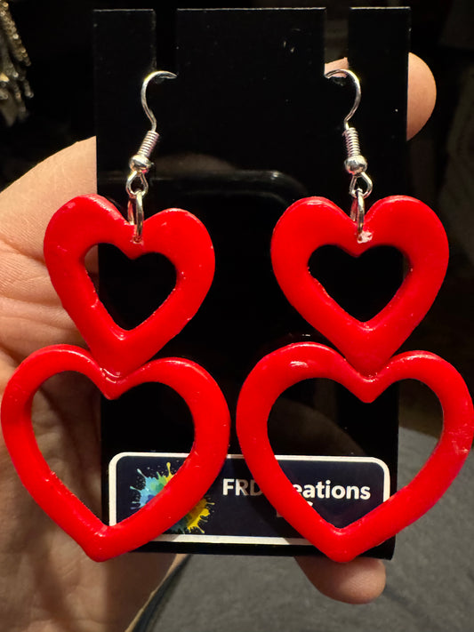 Handmade Double Heart Porcelain Earrings