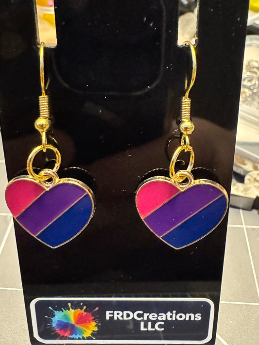 Handmade Bisexual Flag Heart Earrings