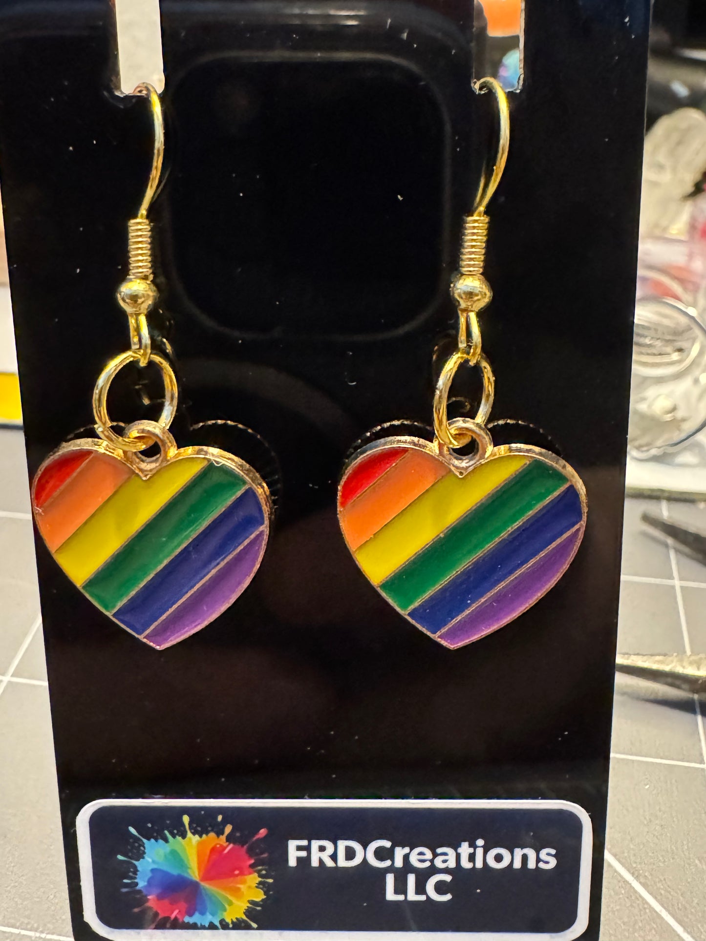 Handmade Pride Flag Heart Earrings