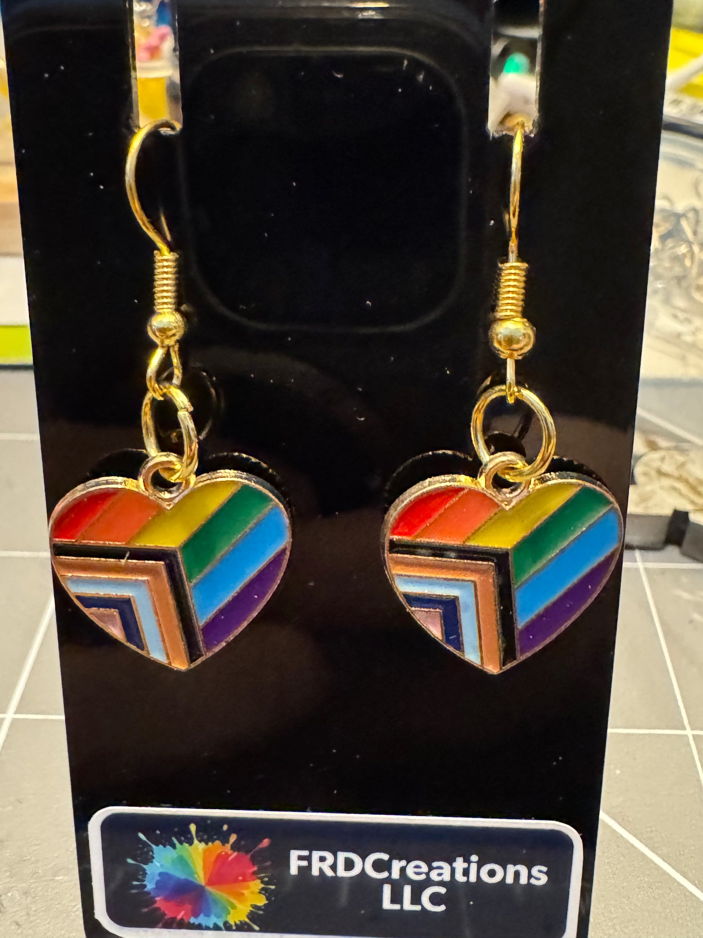 Handmade Progress Pride Flag Earrings