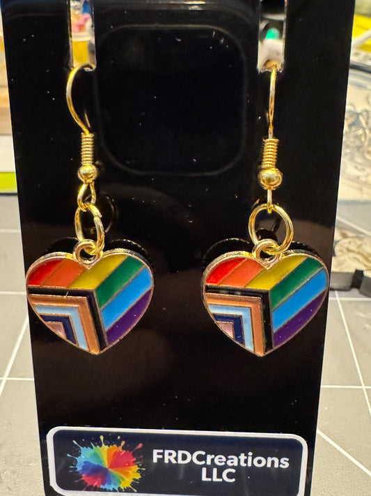 Handmade Progress Pride Flag Earrings